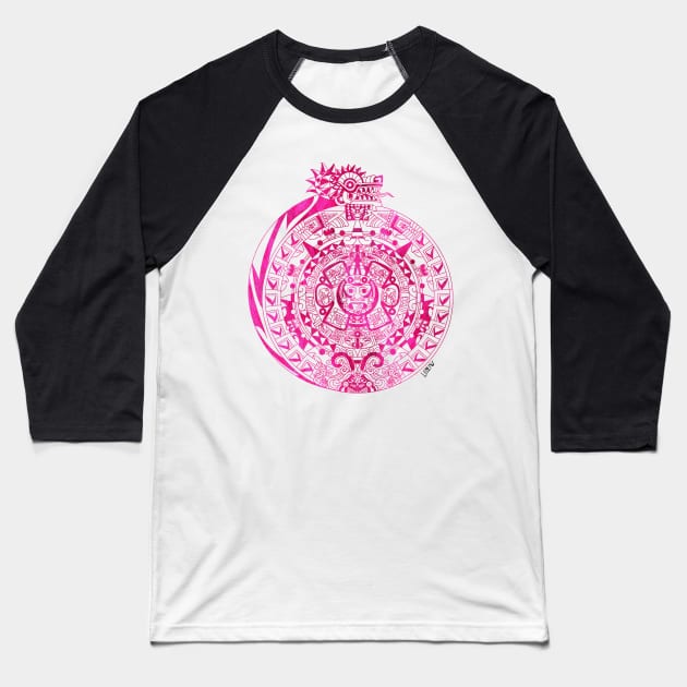 pink quetzalcoatl ecopop pattern Baseball T-Shirt by jorge_lebeau